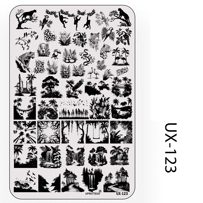 Plant Stamping Plate - Bamboo Monstera Cute Realistic style Nail Art for DIY Manicure Salon Design Supplies Tools