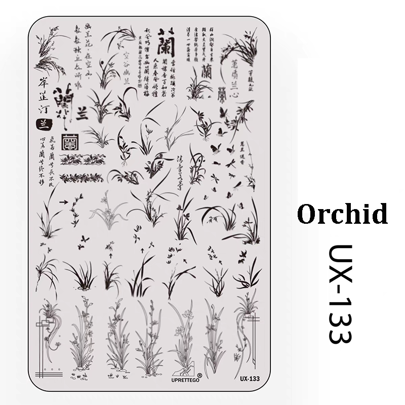 Floral Stamping Plate - Camellia Gardenia Orchid Iris Cute-style Nail Art for DIY Manicure Salon Design Supplies Tools