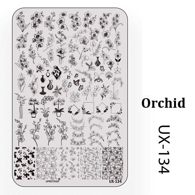 Floral Stamping Plate - Camellia Gardenia Orchid Iris Cute-style Nail Art for DIY Manicure Salon Design Supplies Tools