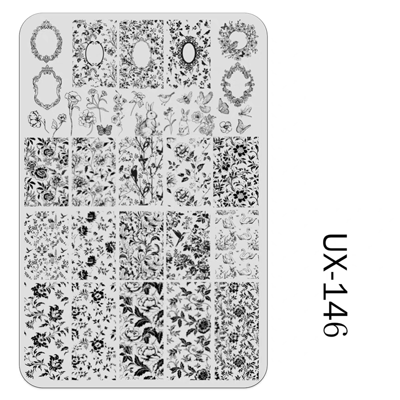 Plant Stamping Plate - Bamboo Monstera Cute Realistic style Nail Art for DIY Manicure Salon Design Supplies Tools
