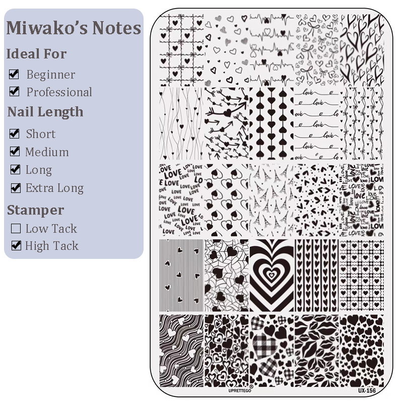 Heart Stamping Plate - Collage Cute Style Nail Art for DIY Manicure Salon Design Supplies Tools