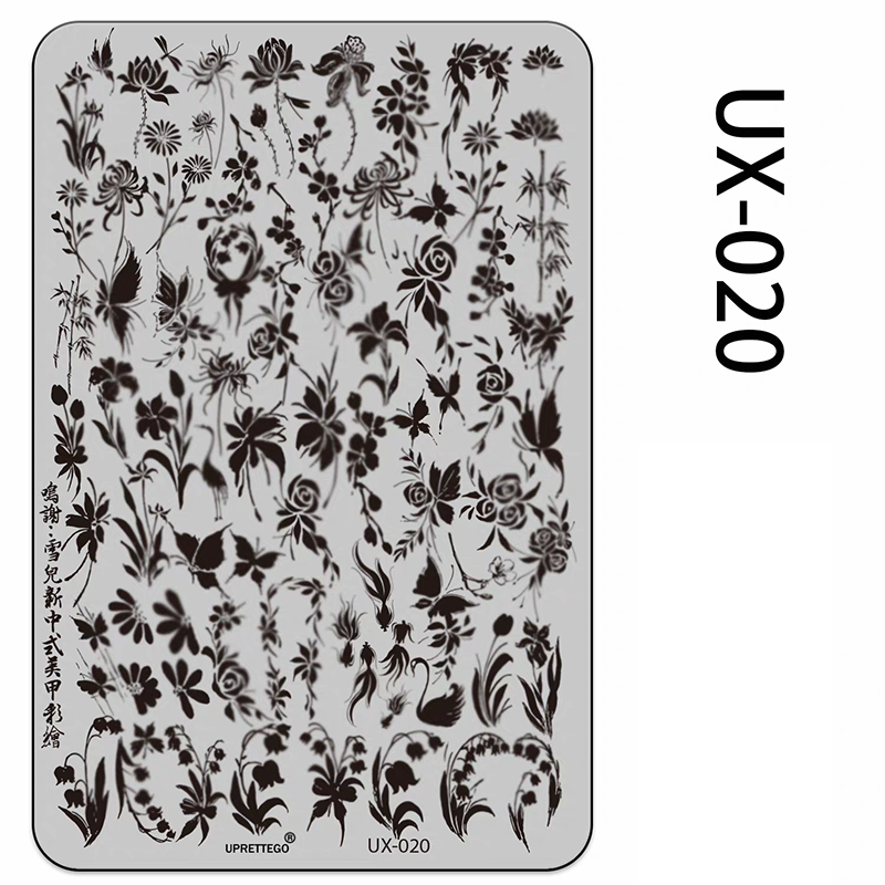 Floral Stamping Plate - Camellia Gardenia Orchid Iris Cute-style Nail Art for DIY Manicure Salon Design Supplies Tools