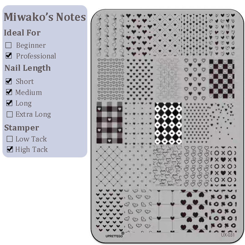 Heart Stamping Plate - Collage Cute Style Nail Art for DIY Manicure Salon Design Supplies Tools