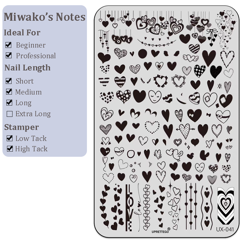 Heart Stamping Plate - Collage Cute Style Nail Art for DIY Manicure Salon Design Supplies Tools