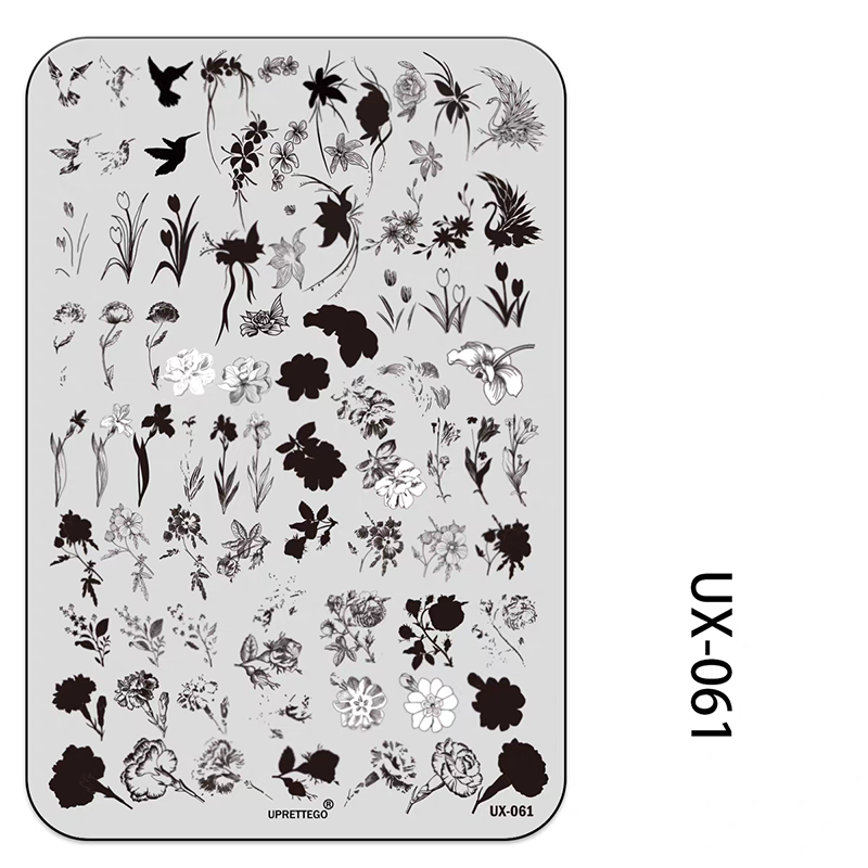 Floral Stamping Plate - Camellia Gardenia Orchid Iris Cute-style Nail Art for DIY Manicure Salon Design Supplies Tools