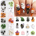 Halloween Resin Charm - 12-Grid Nail Accessories Easy-to-Apply for Creative Eye-Catching Manicures