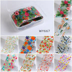 Floral Foil Transfer - 10 Rolls/1 Box Nail Art Decals for DIY Decorations Supplies Design