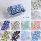Floral Foil Transfer - 10 Rolls/1 Box Nail Art Decals for DIY Decorations Supplies Design
