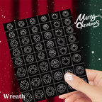 Christmas Stencils - Bells, Tree, Snowman Style Patterns Self-adhesive Reusable Gel Airbrush Nail Guides Decals Templates Stickers Supplies Vinyl for beginners easy DIY Manicure