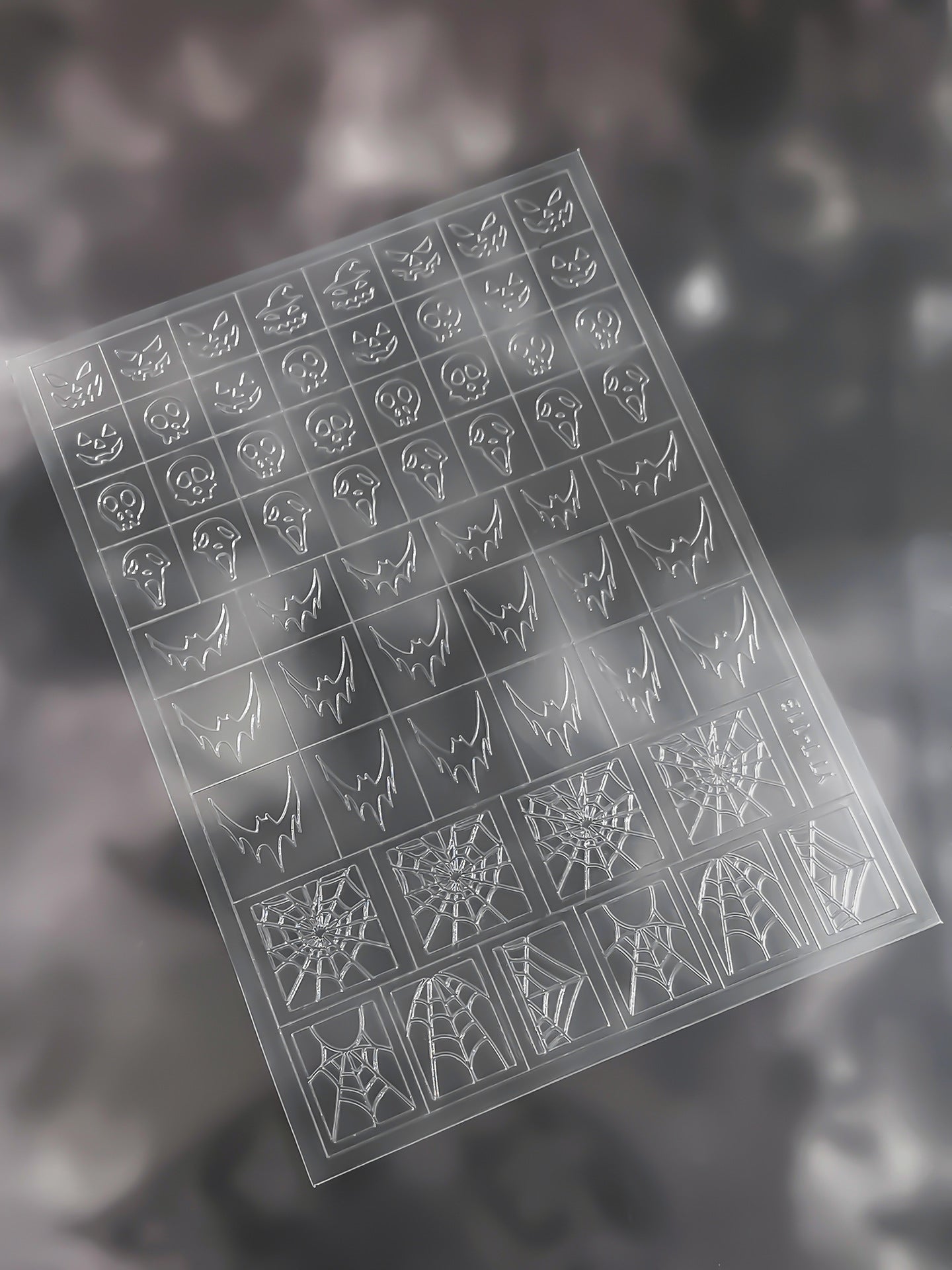 Halloween Guide Stickers - Halloween-themed Patterns Self-adhesive Reusable Gel Airbrush Nail Stencils Decals Templates Supplies Vinyl for beginners easy DIY Manicure