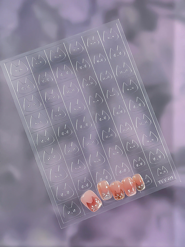 Pet Guide Stickers - Cute Style Patterns Self-adhesive Reusable Gel Airbrush Nail Stencils Decals Templates Supplies Vinyl for beginners easy DIY Manicure