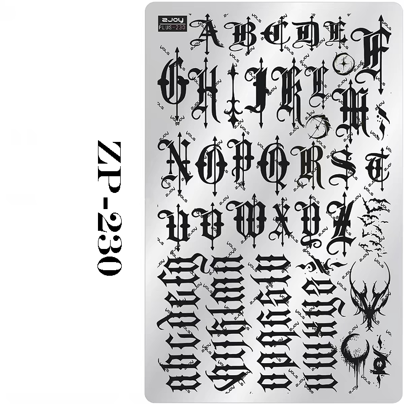 Lettering Stamping Plate - Gothic-style Fonts Nail Art for DIY Manicure Salon Design Supplies Tools
