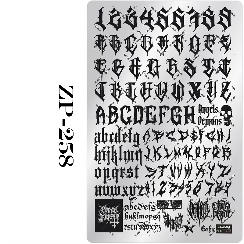 Lettering Stamping Plate - Gothic-style Fonts Nail Art for DIY Manicure Salon Design Supplies Tools