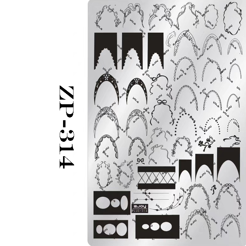 French Tip Stamping Plate - Deep Round Almond Nail Art for DIY Manicure Salon Design Supplies Tools