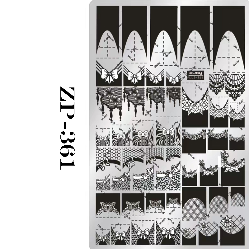 French Tip Stamping Plate - Deep Round Almond Nail Art for DIY Manicure Salon Design Supplies Tools