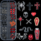 Halloween Alloy With Rhinestones Charm - 12-Grid Metallic Alloy Nail Accessories Easy-to-Apply for Creative Eye-Catching Manicures