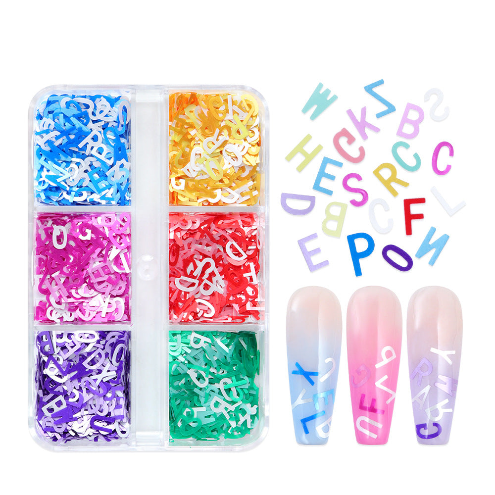 Letter Sequins - Thin 6  Dopamine / Laser Colors 3D Holographic Colorful Nail Art Glitter Supplies for Nails DIY Decorations