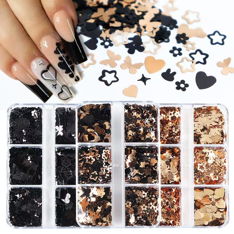 Whimsical Sequins - Thin Multiple Design Rabbits Butterflies Hearts Stars Flowers 3D Holographic Colorful Nail Art Glitter Supplies for Nails DIY Decorations