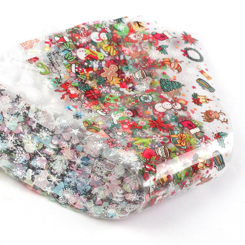 Christmas Foil Transfer - 10 Rolls/Box Nail Art Stickers Snowflake Christmas Tree Santa Claus Laser Colorful Prints Decals for DIY Decorations Supplies Design