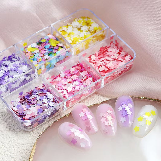 Flower Sequins SFF04 - Thin 6 Colors 3D Holographic Colorful Nail Art Glitter Supplies for Nails DIY Decorations