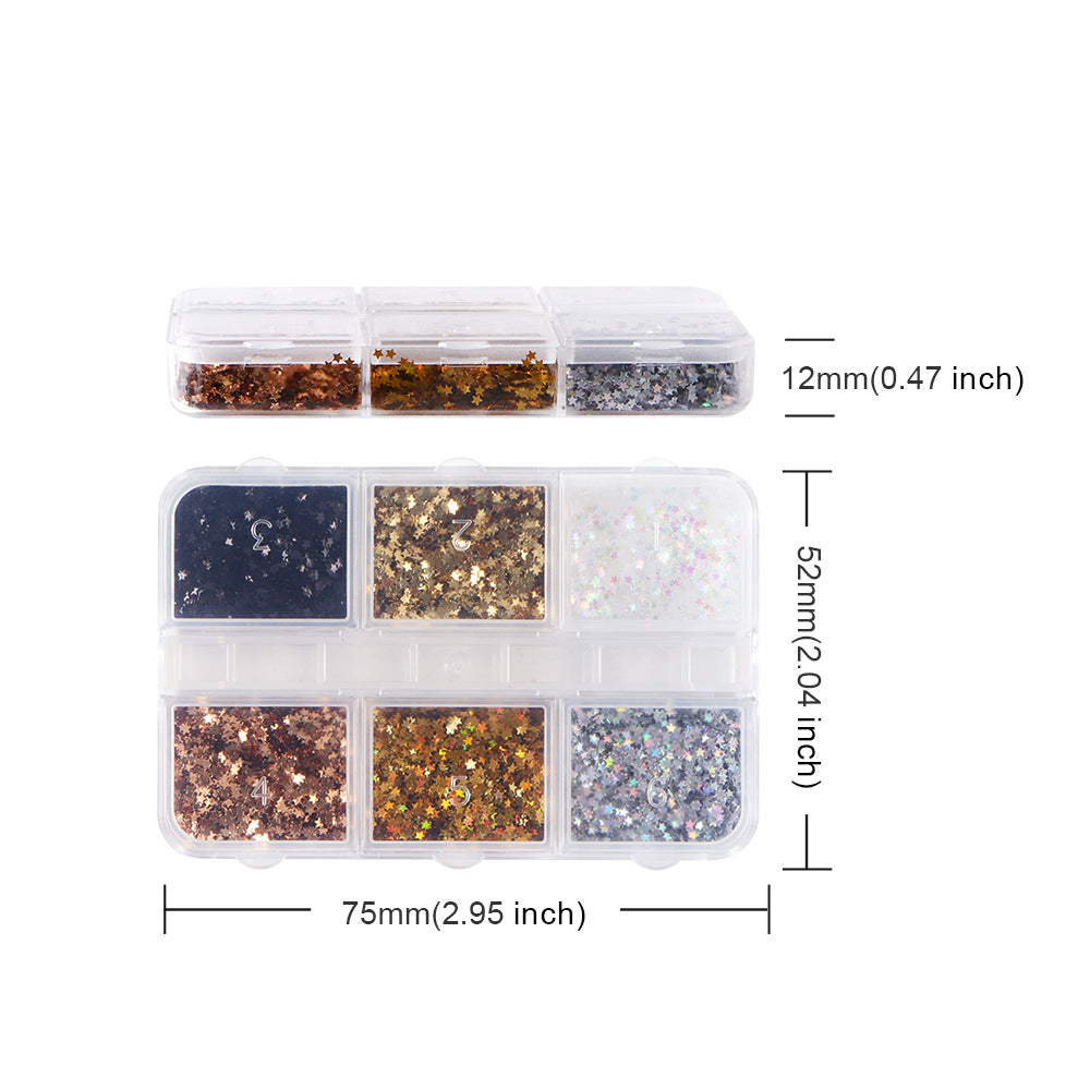 Pentagram Sequins - Thin 1mm 6 Metallic Gloss Colors 3D Holographic Colorful Nail Art Glitter Supplies for Nails DIY Decorations