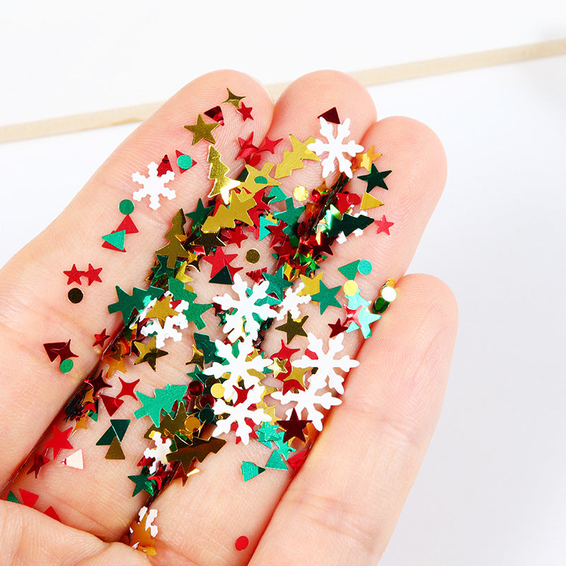 Christmas Sequins - Thin 3 Colors Multiple Patterns Christmas Tree Pentagram Cruciform Star Triangle Round 3D Holographic Colorful Nail Art Glitter Supplies for Nails DIY Decorations