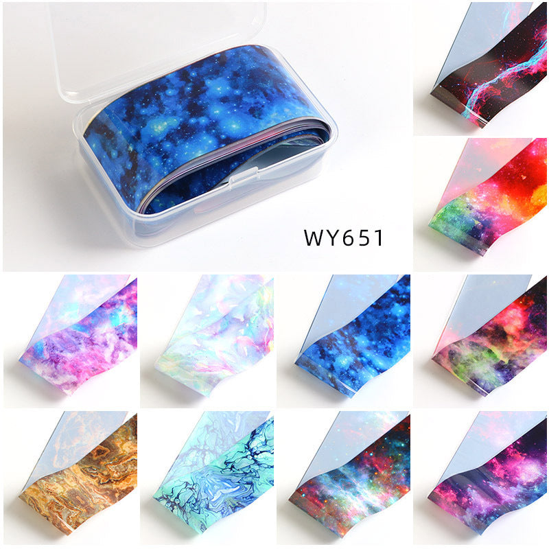 Stellar Foil Transfer - 10 Rolls/1 Box Star Zodiacal Starlit Nail Art Decals for DIY Decorations Supplies Design