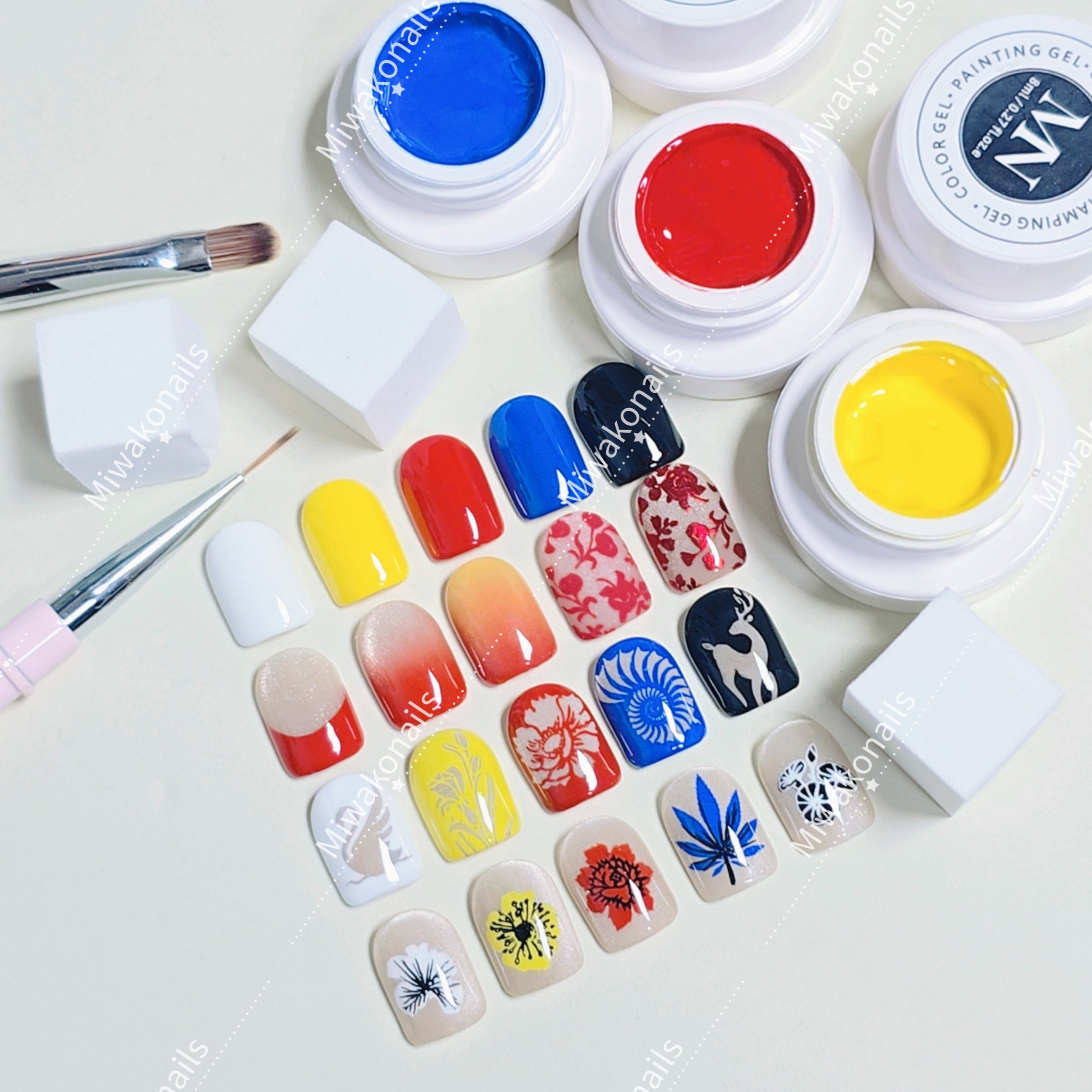 5 Colors 8g Painting Stamping Patting Nails Art Gel for Gradient Ombre French Tip Effect with Sponge Brush