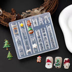 Christmas Silicone Mold - Deep Groove for 3D Nail Charm, Snowman Santa Reindeer Nail Art Sculpture Decoration Carving Templates for DIY Precise Pattern
