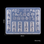 Christmas Silicone Mold - Deep Groove for 3D Nail Charm, Snowman Santa Reindeer Nail Art Sculpture Decoration Carving Templates for DIY Precise Pattern