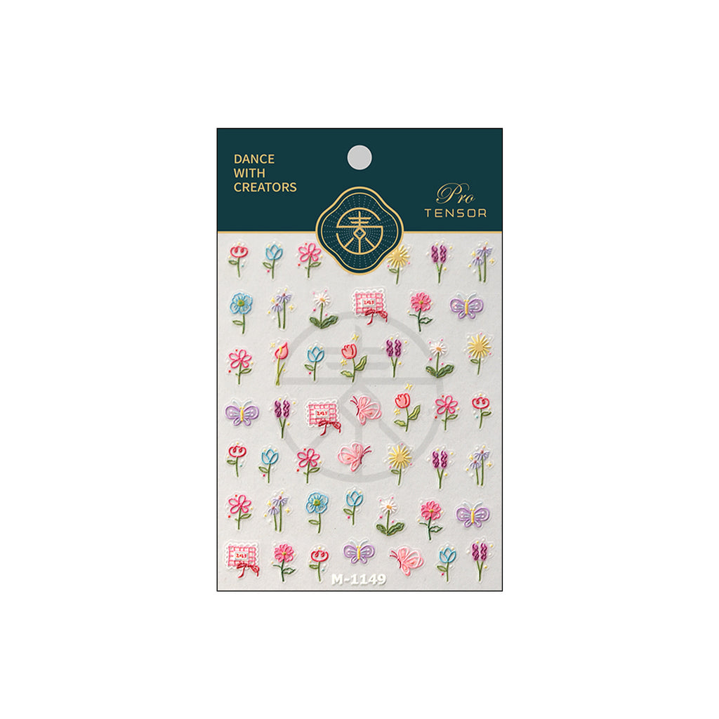 One-Line Flower Self-Adhesive Stickers - 3D Embossed Ultra-thin Decals for Nail Art Decoration