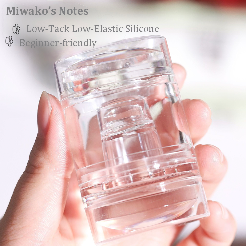 Stamper for Beginner - Low Tack Low Elastic 3-in-1 40mm and 15mm Wider Lager Silicone with Cap, Transparent Visible Body, No Misplacement for Stamping DIY, French Tip