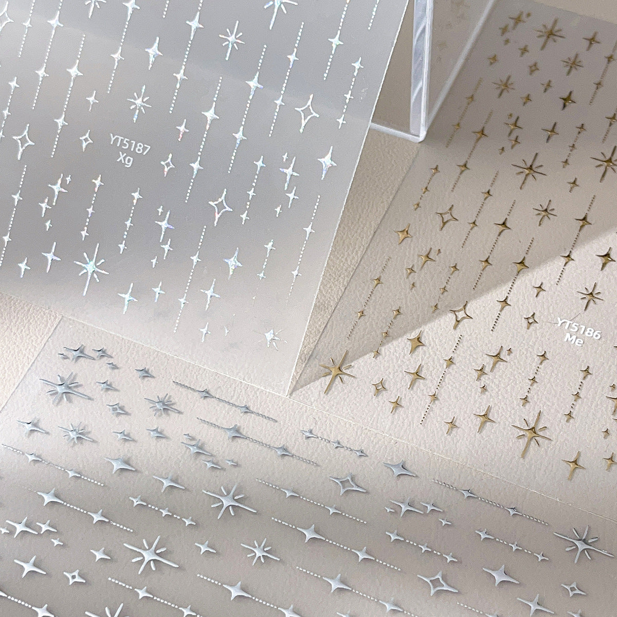 Cross Star Self-Adhesive Stickers - 3D  Ultra-thin Metallic Sheen Decals for Nail Art Decoration