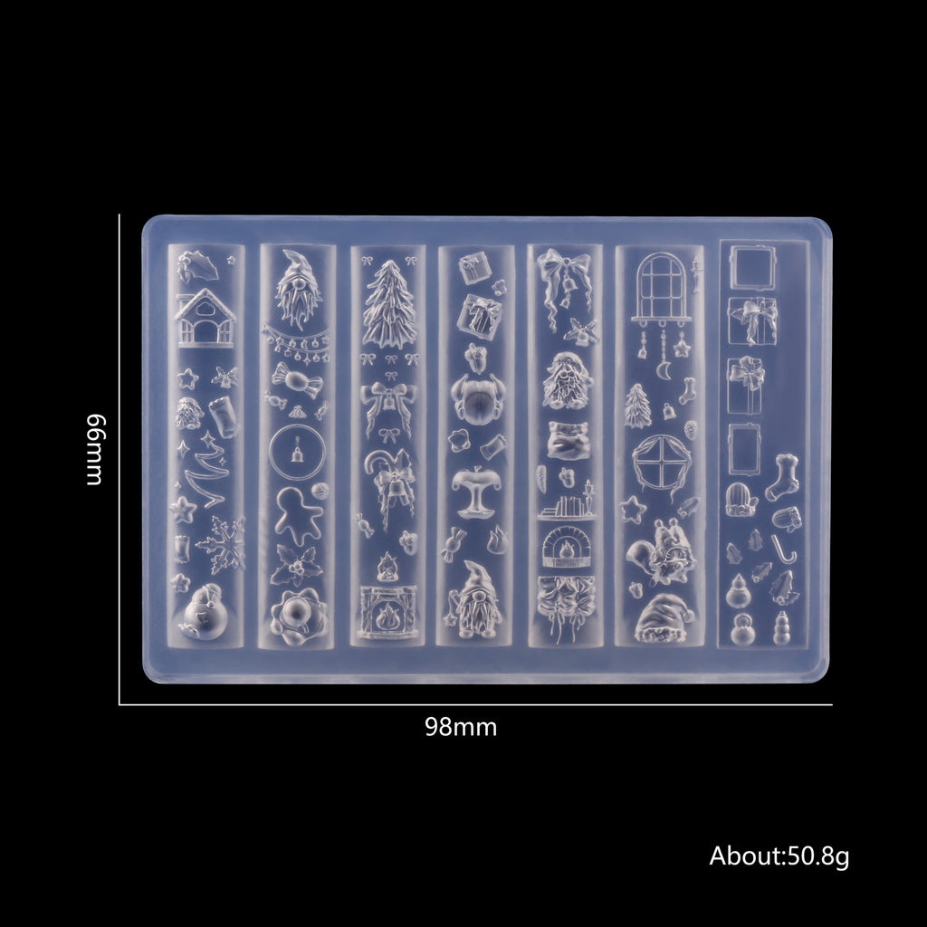 Christmas Silicone Mold - Deep Groove for 3D Nail Charm, Snowman Santa Reindeer Nail Art Sculpture Decoration Carving Templates for DIY Precise Pattern