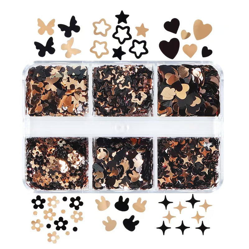 Whimsical Sequins - Thin Multiple Design Rabbits Butterflies Hearts Stars Flowers 3D Holographic Colorful Nail Art Glitter Supplies for Nails DIY Decorations