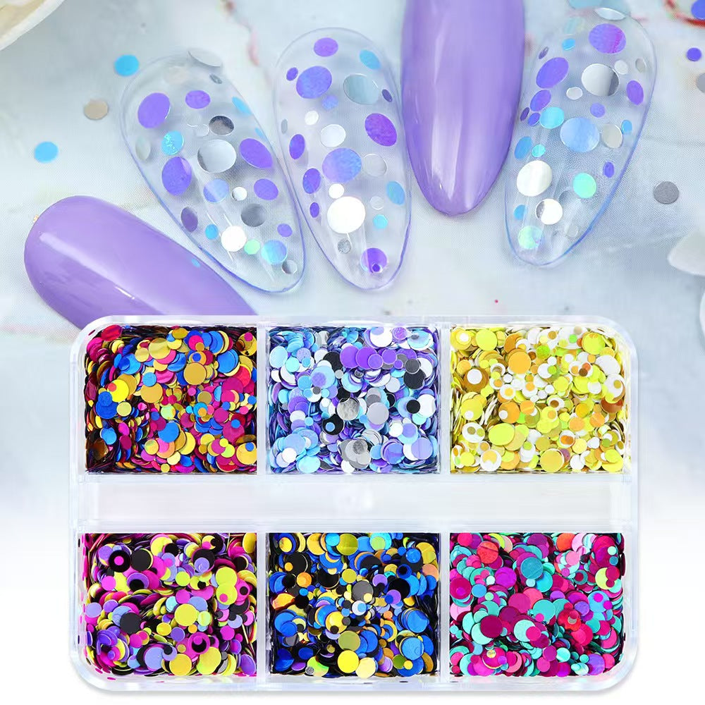 Round Sequins - Thin Multiple Colors and Sizes 3D Holographic Colorful Circular Nail Art Glitter Supplies for Nails DIY Decorations