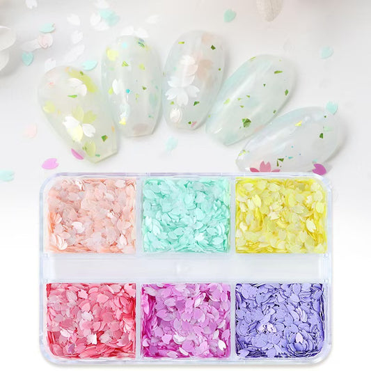 Sakura Sequins SFS01 - Thin 6 Colors 3D Holographic Colorful Nail Art Glitter Supplies for Nails DIY Decorations