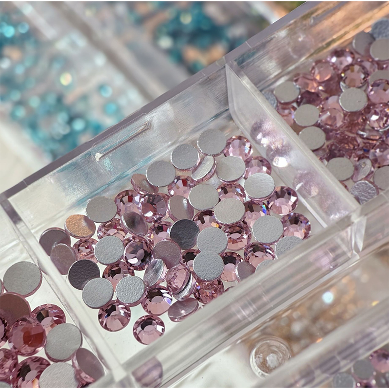 Rhinestones -  6-Grid Flatback Multiple Colorful Sizes Tiny Crystal Gemstones  for Beginner Professional Creative Eye-Catching Bedazzling Manicures