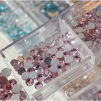 Rhinestones -  6-Grid Flatback Multiple Colorful Sizes Tiny Crystal Gemstones  for Beginner Professional Creative Eye-Catching Bedazzling Manicures