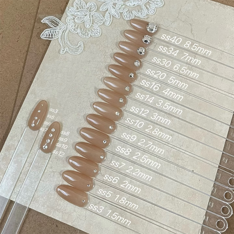 Rhinestones -  6-Grid Flatback Multiple Colorful Sizes Tiny Crystal Gemstones  for Beginner Professional Creative Eye-Catching Bedazzling Manicures