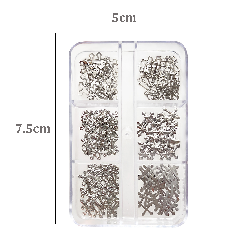 Cross Charm - 6-Grid Metallic Alloy Nail Accessories Easy-to-Apply for Creative Eye-Catching Manicures