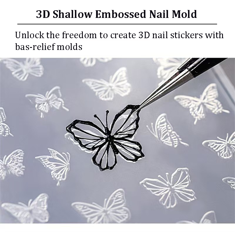 Christmas 3D Shallow Embossed Mold - Snowman Santa Reindeer 3D Nail Art Sticker Effect Silicone Groove Carving Templates for DIY Precise Pattern