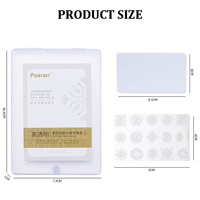 Heart 3D Shallow Embossed Mold - 3D Nail Art Sticker Effect Silicone Groove Carving Templates for DIY Precise Pattern