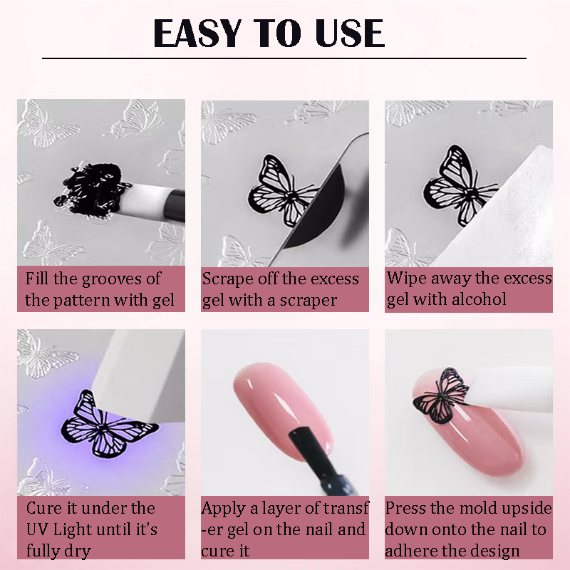 Snowflake 3D Shallow Embossed Mold - Sweater Cherry Cute Style 3D Nail Art Sticker Effect Silicone Groove Carving Templates for DIY Precise Pattern