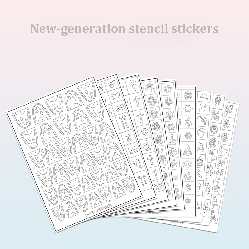 Plaid Stencils - Cute, Classic Style Patterns Self-adhesive Reusable Gel Airbrush Nail Guides Decals Templates Stickers Supplies Vinyl for beginners easy DIY Manicure