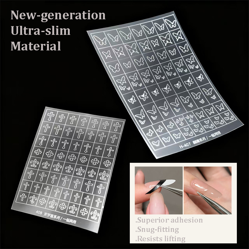 Plaid Stencils - Cute, Classic Style Patterns Self-adhesive Reusable Gel Airbrush Nail Guides Decals Templates Stickers Supplies Vinyl for beginners easy DIY Manicure