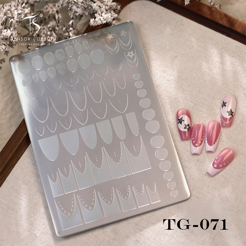 French Tip Stamping Plate - Deep Round Almond Nail Art for DIY Manicure Salon Design Supplies Tools