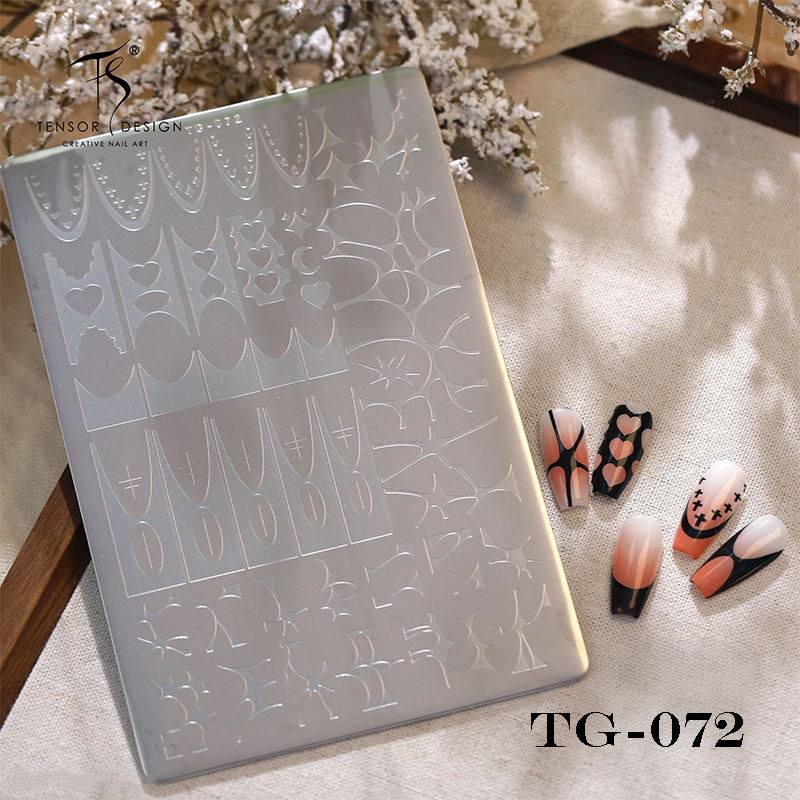 French Tip Stamping Plate - Deep Round Almond Nail Art for DIY Manicure Salon Design Supplies Tools